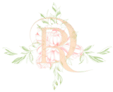 logo de Roxane Dinahet organisatrice de mariage en provence. Représente le dessin d'une fleur de pivoine avec du feuillage et les lettres R et D